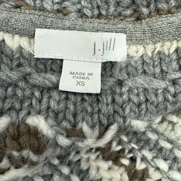 J. Jill Womens Open Front Cardigan Knit Striped Sweater Wool Alpaca Blend XS - Picture 8 of 12